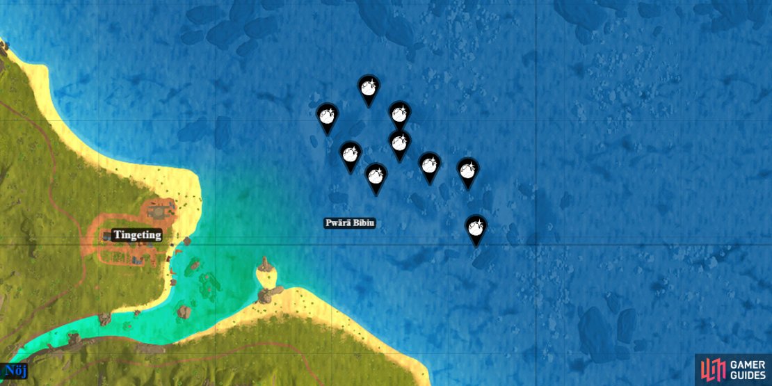 Pw&auml;r&auml; Bibiu Clam Pearl locations.