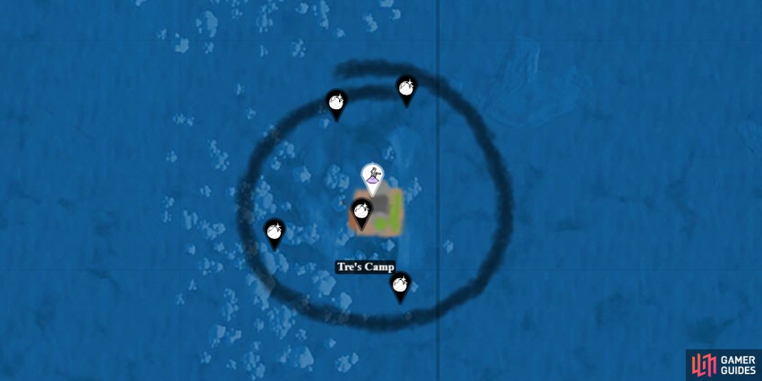 All Clam Pearls around Tre&rsquo;s Camp.