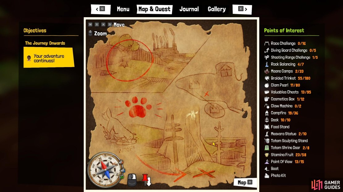The map shows that this treasure chest is buried near a large tree.