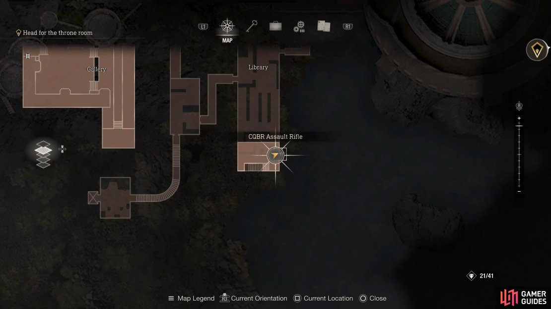 The CQBR Assault Rifle can be found up the hidden stairs in the south of the library.