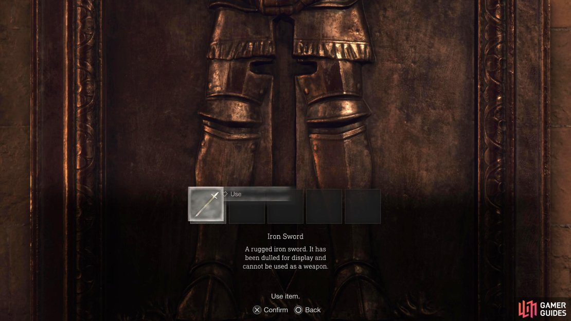 Place the Iron Sword in the First Stone Portrait.