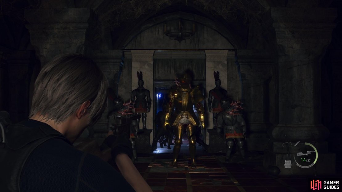 You will need to deal with two regular Knights alongside the Merciless Knight