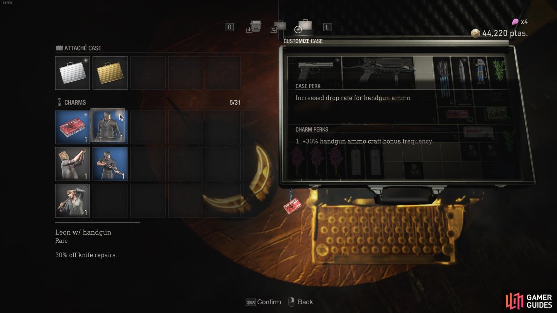 You can view your acquired charms from the Attache Case customization menu.