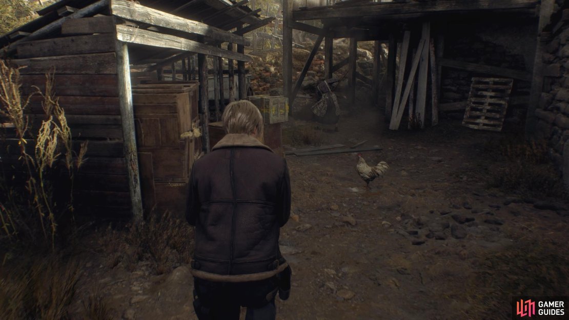 You can run by the villager with a pitchfork and turn right to reach the entrance.