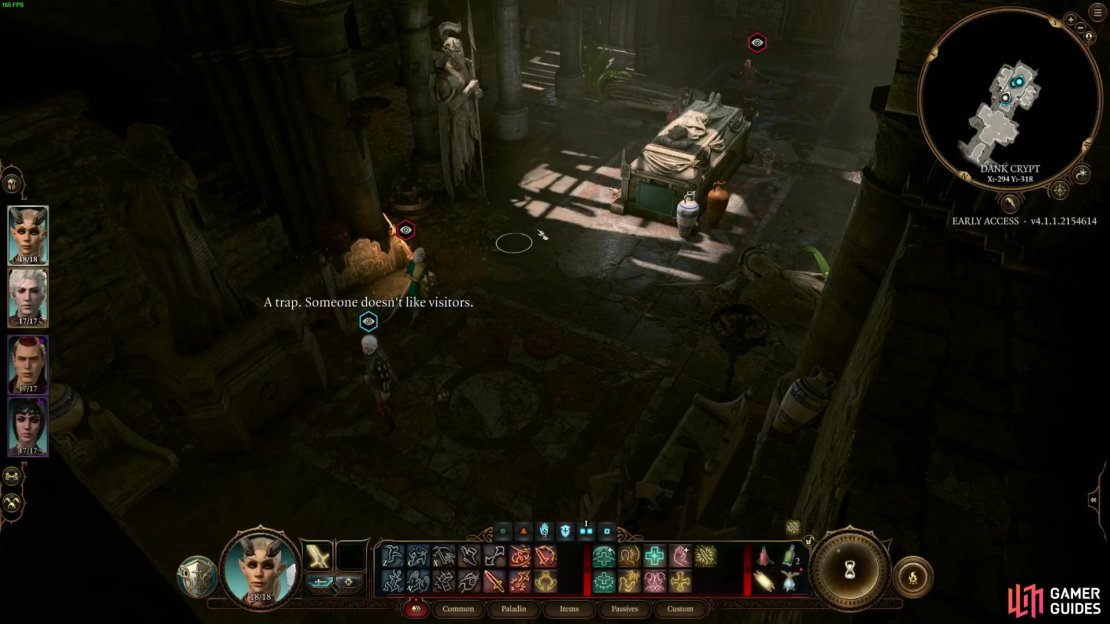 Be wary of the traps on the floor in the Dank Crypt