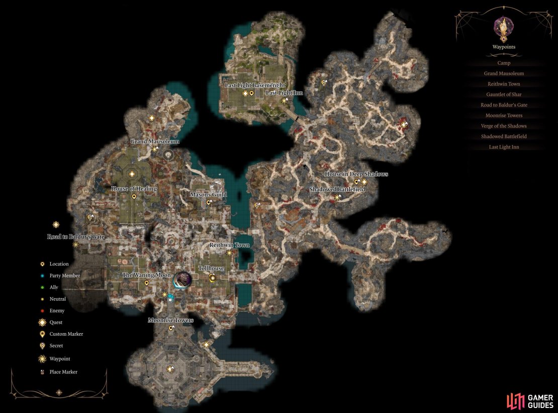 Here is a Map of the Shadowlands in Act 2 of Baldur&rsquo;s Gate 3.
