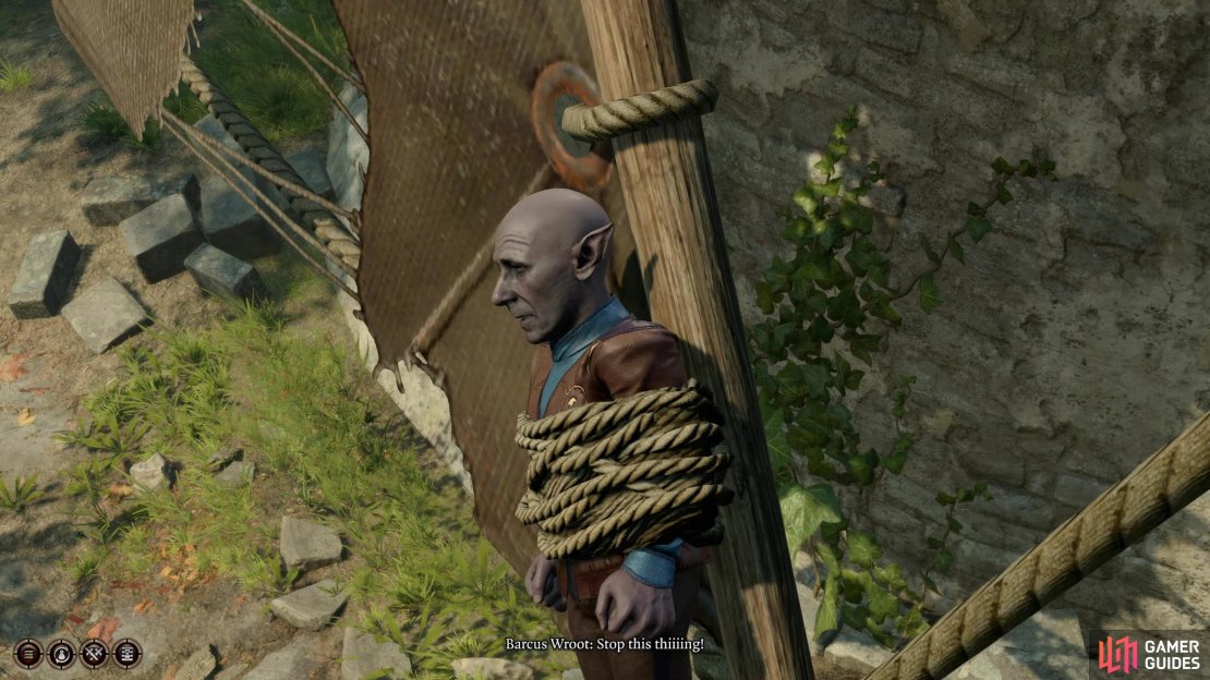 You’ll first encounter Barcus Wroot at the Blighted Village, where he’s going on a rather unsafe ride.