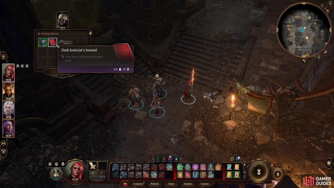 Loot the skeletons of some dead Sharrans to find the Dark Justicar&rsquo;s Journal, which mentions a cursed amulet that was cast into the lava.