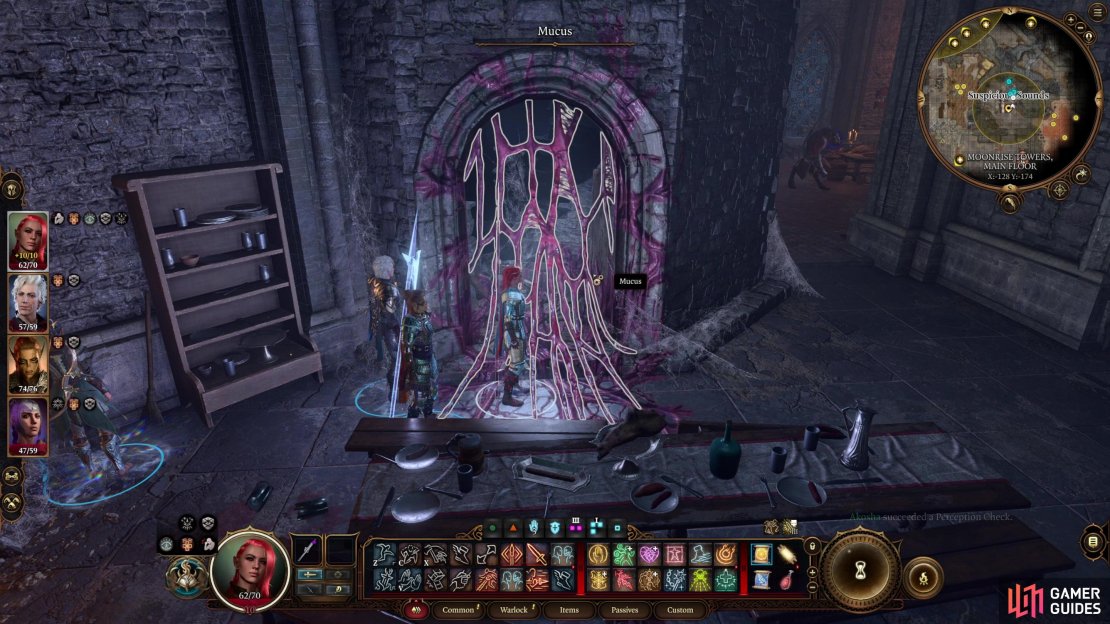 In a room just west of the antechamber you can find a doorway blocked by mucus.