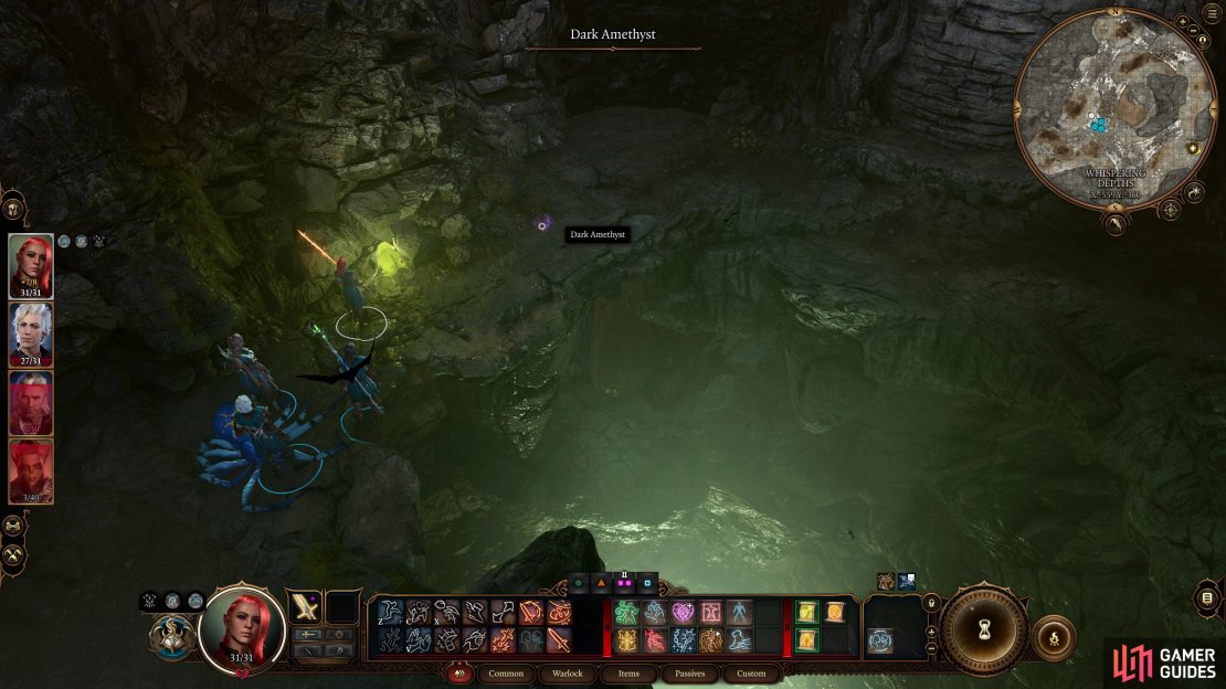 Grab the Dark Amethyst near a pit leading to the Underdark.