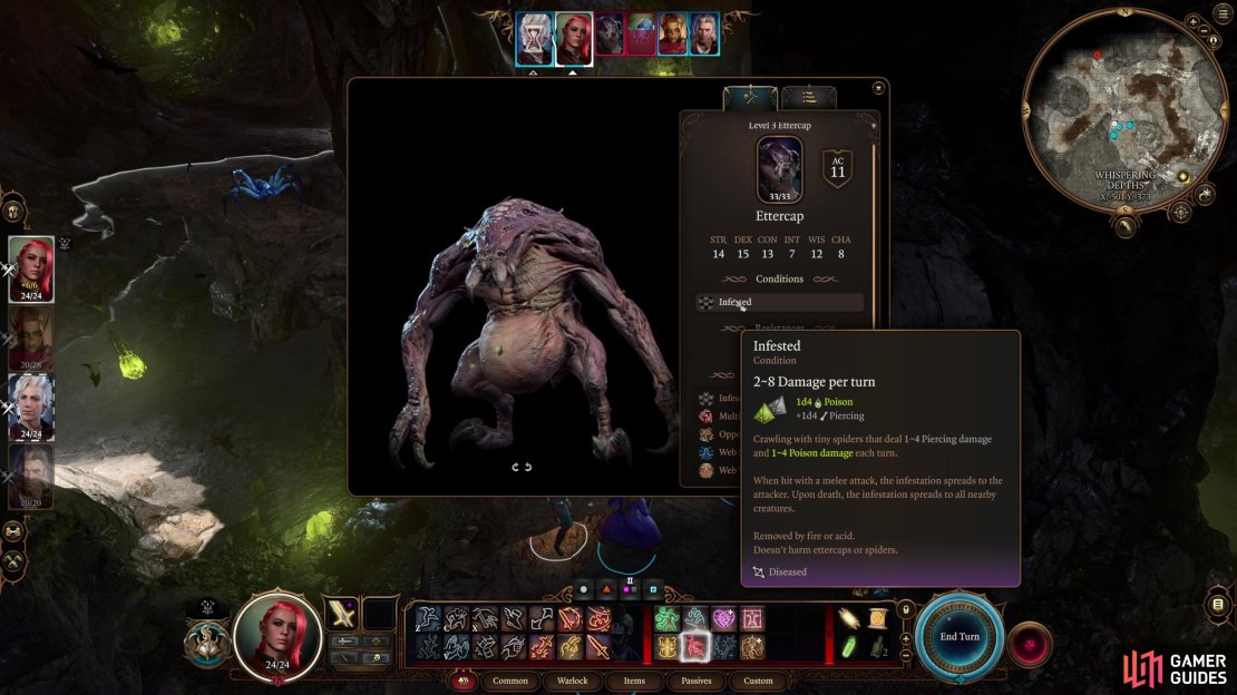 Ettercaps are nasty beasts with the Infested debuff - keep them away lest you end up suffering.