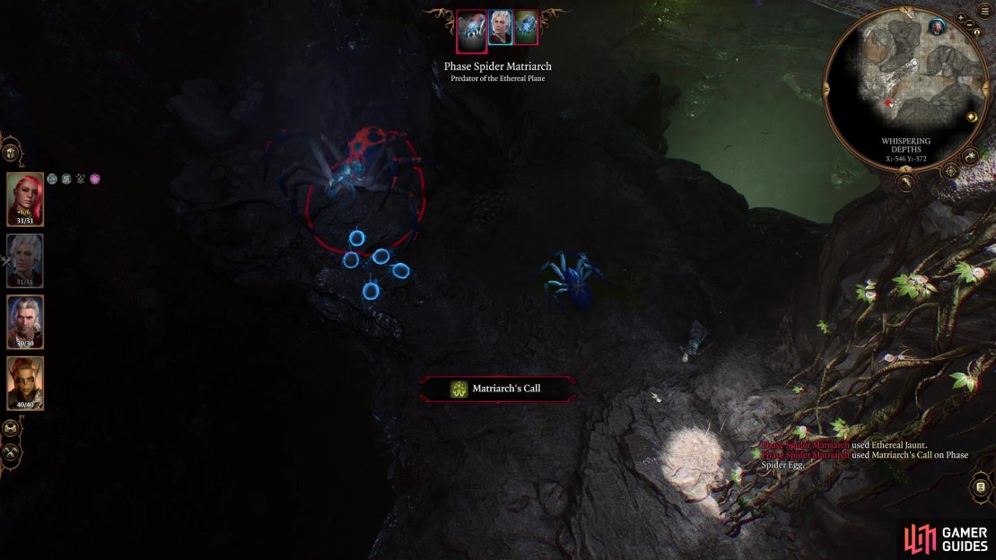 The Phase Spider Matriarch&rsquo;s first move will be to spawn several Phase Spiderlings.