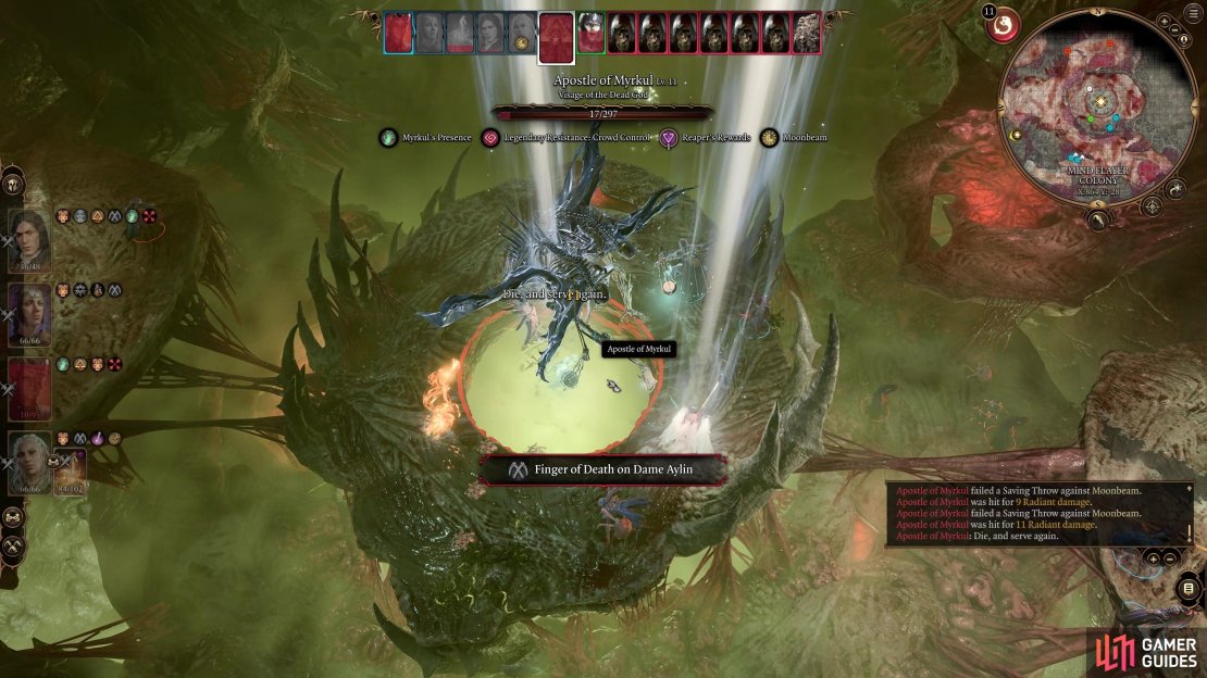The Apostle of Myrkul&rsquo;s biggest attack is his Finger of Death spell but you can seemingly avoid it by finishing the battle quickly.