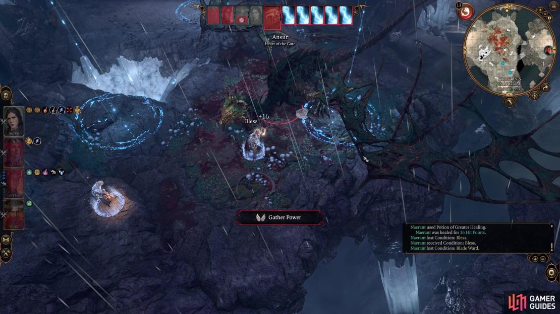When you see Ansur &ldquo;Gather Power&rdquo;, you&rsquo;ll have two turns before the Stormheart Nova attack happens.