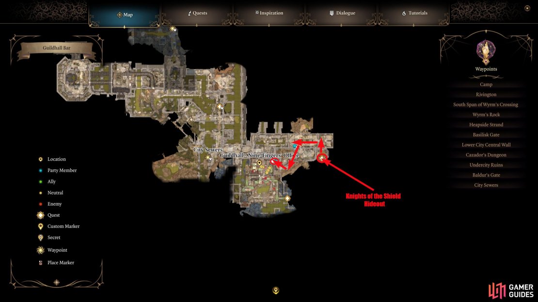 From the Knights of the Shield Hideout entrance, head west and shoot the lever.