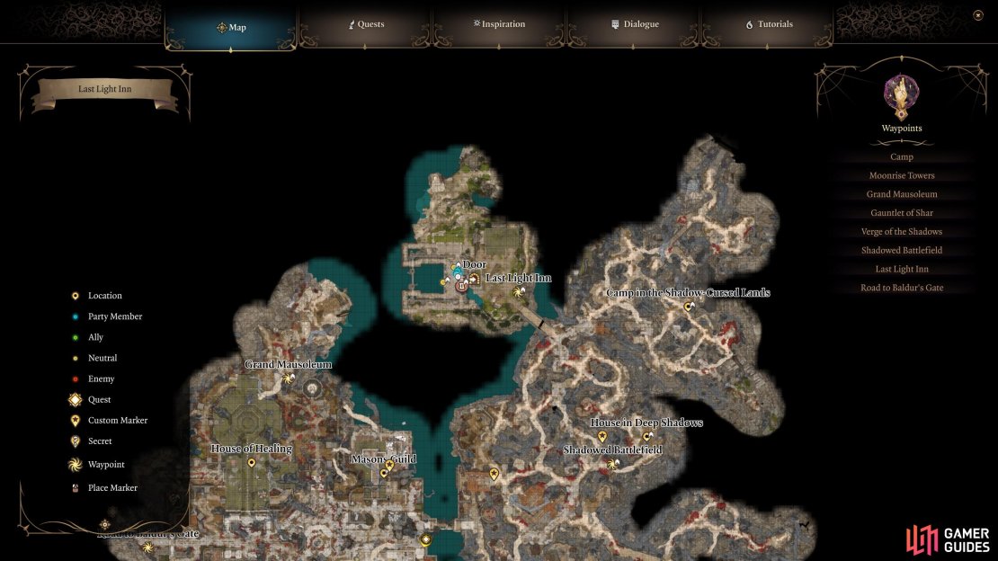 You can find the Last Light Inn in the north of the Shadow-Cursed Lands.