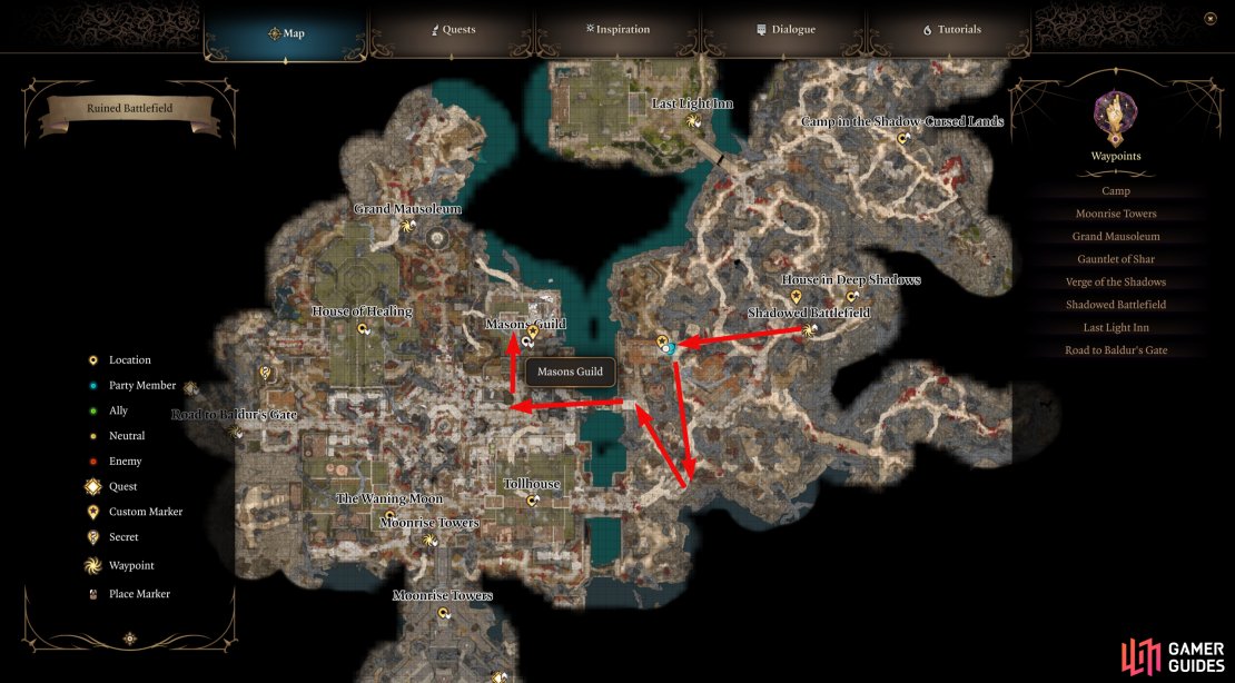 The Mason&rsquo;s Guild can be found in the western part of the map of the Shadow-Cursed Lands.