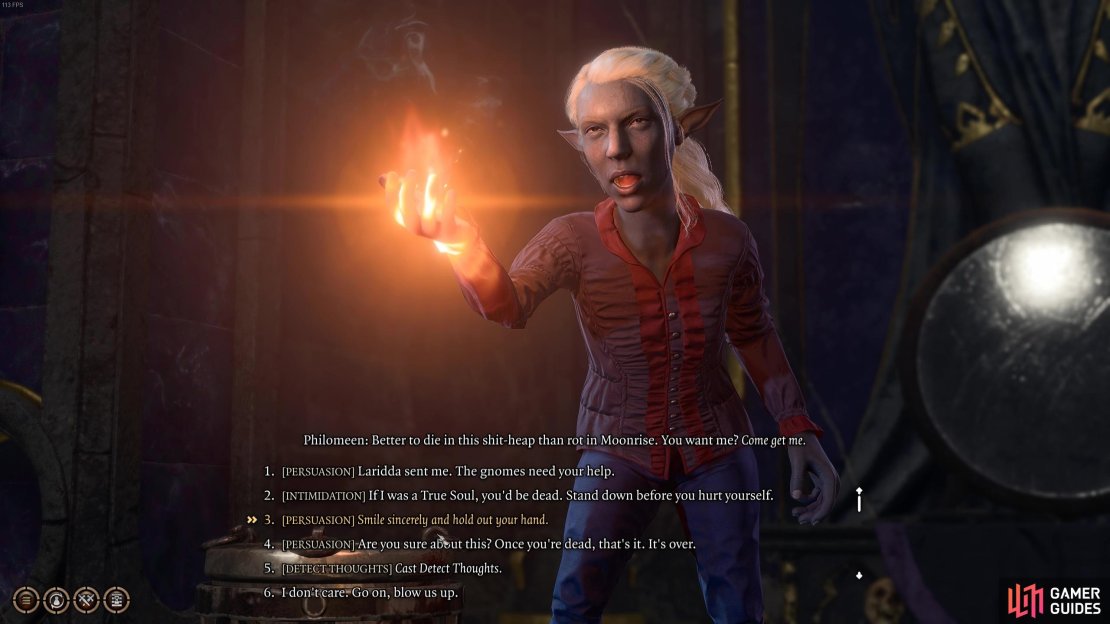 You&rsquo;ll need to roll an ability check to try and calm her down. 