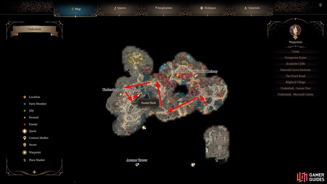 Here&rsquo;s the route you want to take to reach the Sussur Bark.