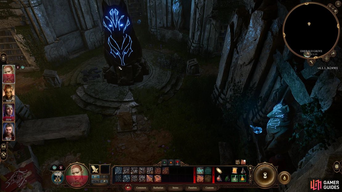 Head into the room with the glowing statue.