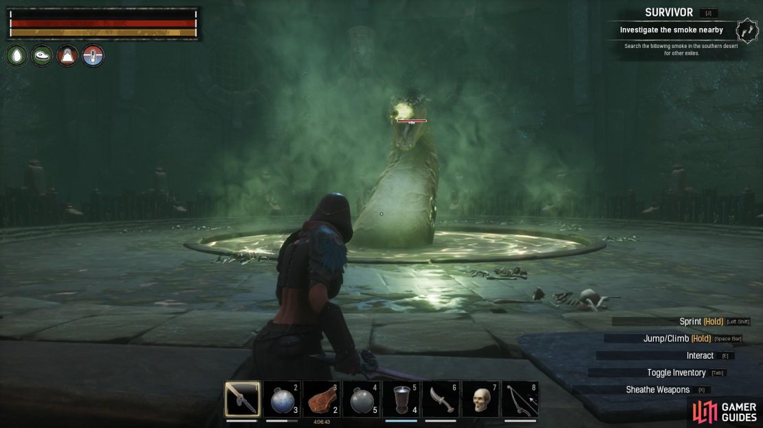 The Abysmal Remnant can shoot quick-moving acid balls.