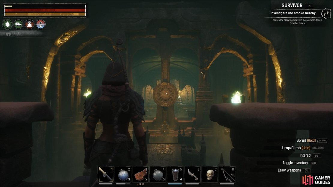 You will need to hit a switch in the middle of the room, and the a switch on both the right and left side.