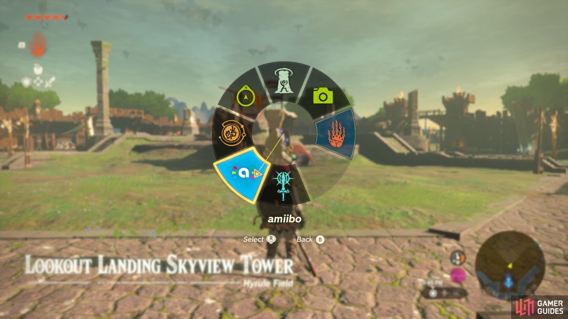 Scan amiibo using the ability wheel.
