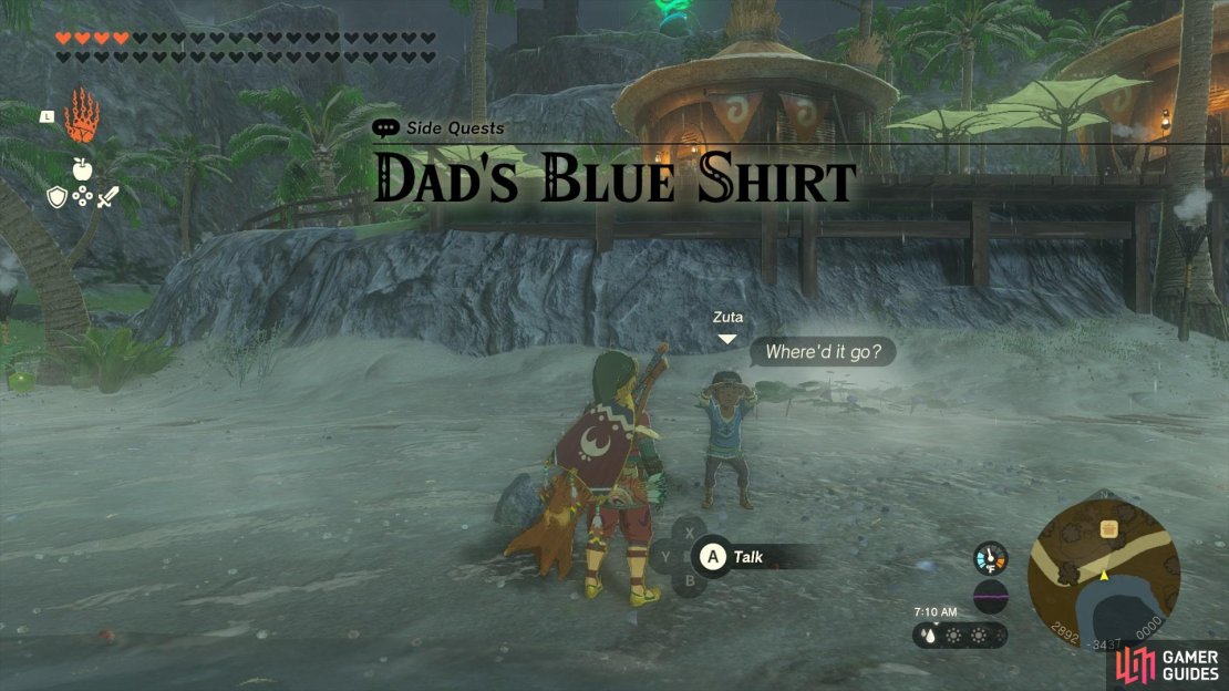 Speak with Zuta to start Dad&rsquo;s Blue Shirt.