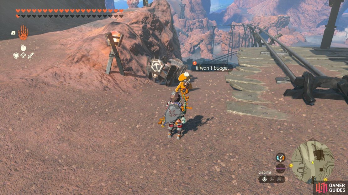 Find Dugby near the mine cart track that leads to Yunobo HQ.