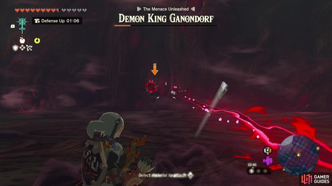 Ganondorf&rsquo;s bow attacks will permanently remove your hearts for the duration of the fight&hellip;icky!