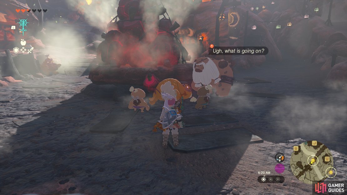 To start the story quest in Eldin, speak with the Goron&rsquo;s at the city center.
