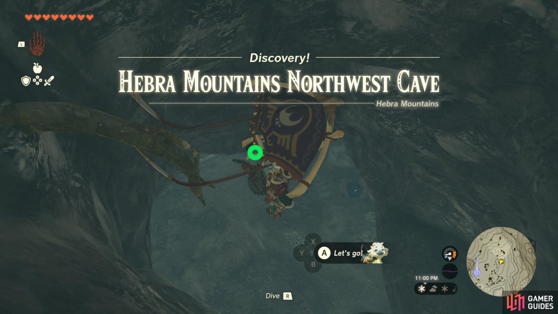 !Hebra Mountains Northwest Cave is found nearby !Selmie&rsquo;s Spot. 