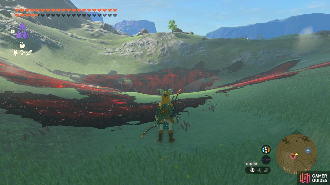 Use the Hyrule Ridge Chasm to get close to the Tikanur Lightroot.