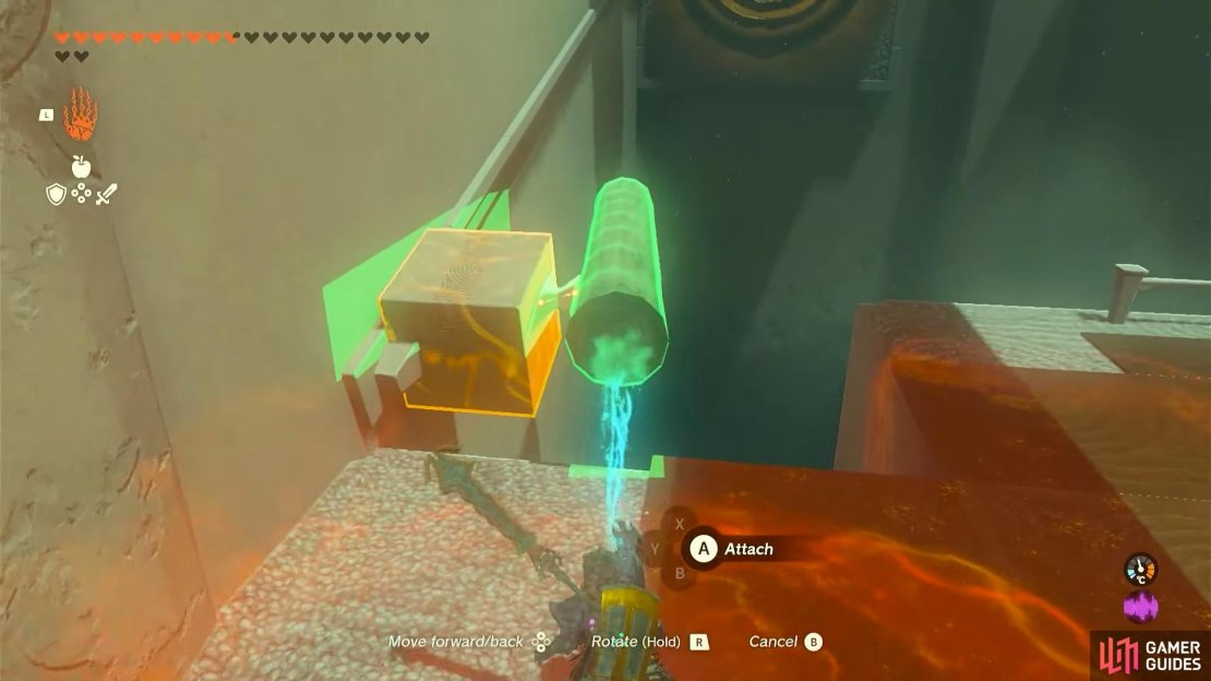 Attaching the log to the cube.