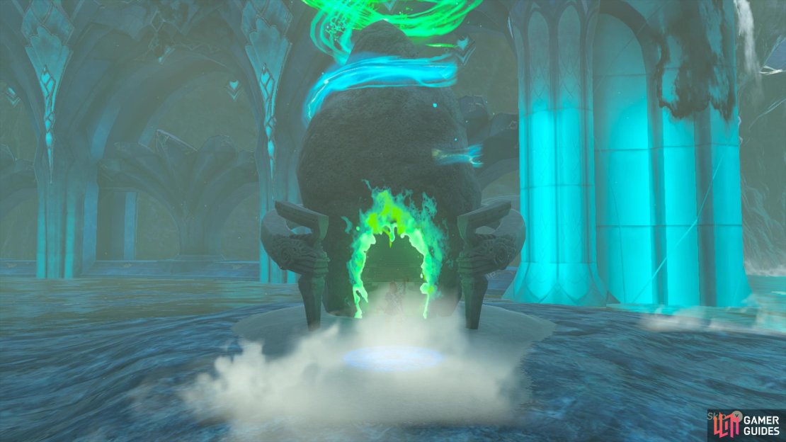 This shrine is found underneath !Zora&rsquo;s Domain.