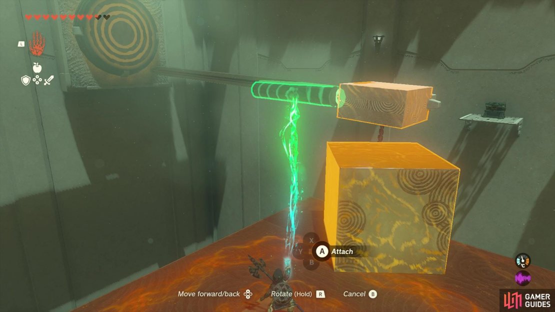 Attach the log to the sliding cube.