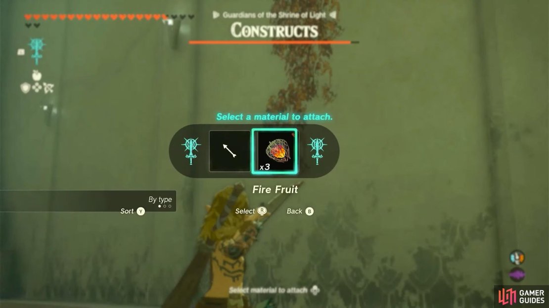 Creating a !Fire Fruit arrow to get a precious item