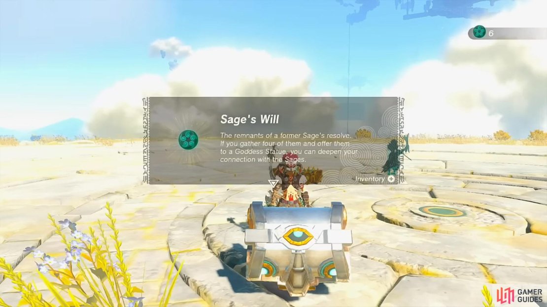 Acquiring a Sage&rsquo;s Well from a chest from one of the sky islands
