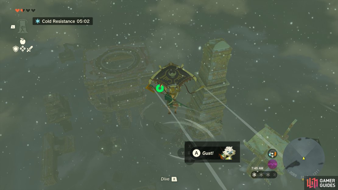 Drop down onto the shops sail to get to the next set of floating ruins.