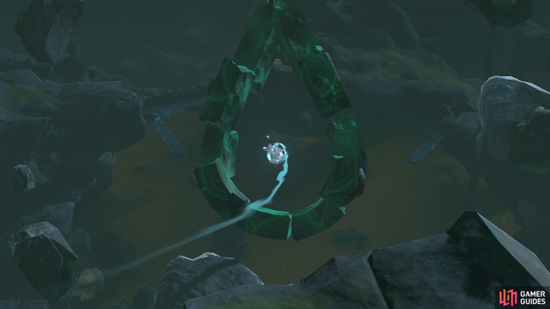 Shooting the Zora King&rsquo;s Scale through the tear drop.