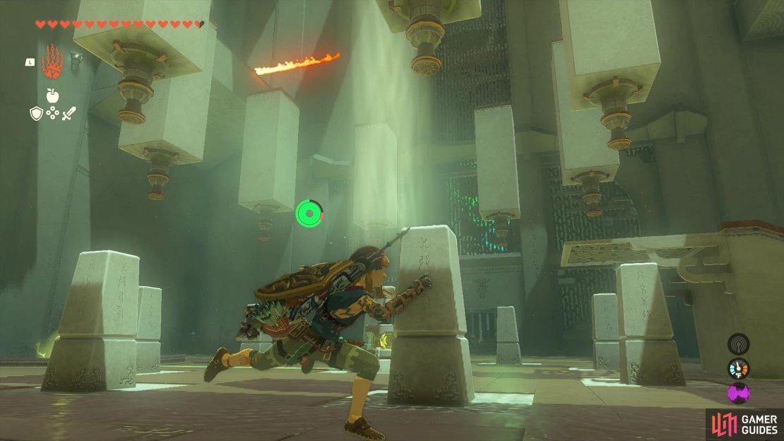 You can see the Flame Emitter platform from the ground, due to one of them being active.