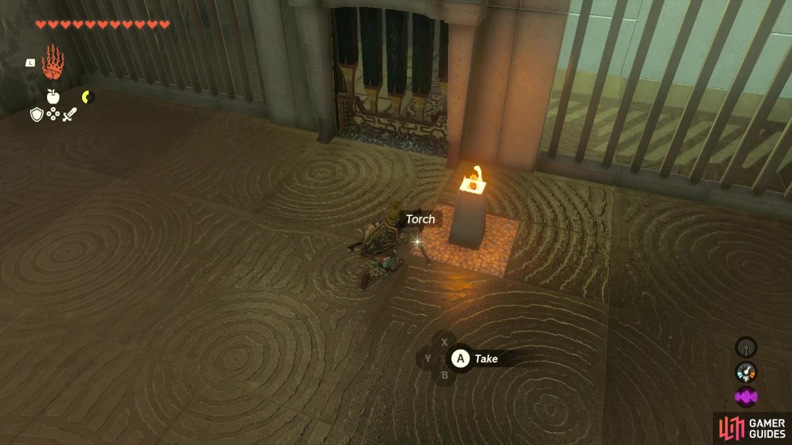 There will be a Torch on the ground, inside the shrine.