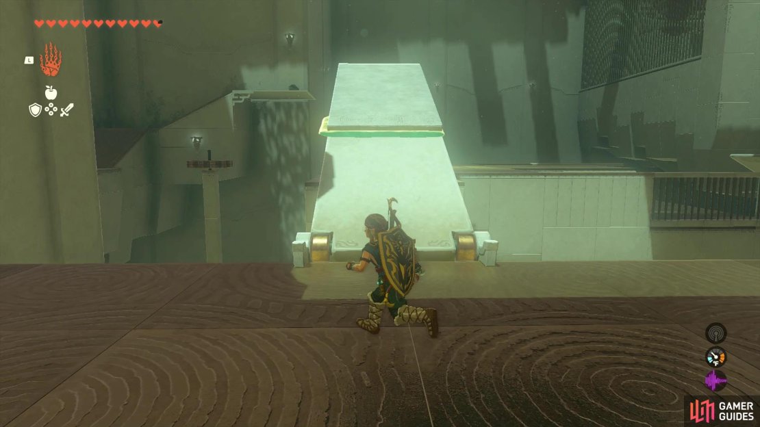 Attached the first slab like this to create a bridge across the gap.