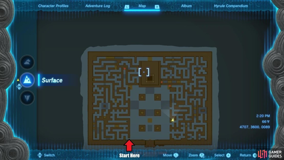 You want to start in the southwestern corner of the beginning area