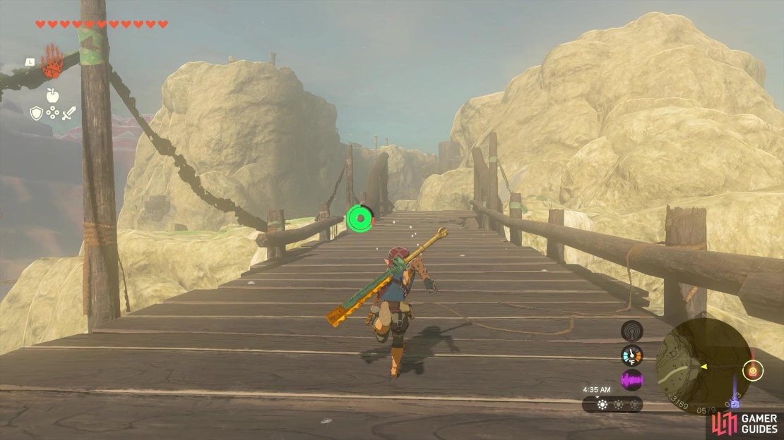 The bridge you need to cross is right next to the stable.