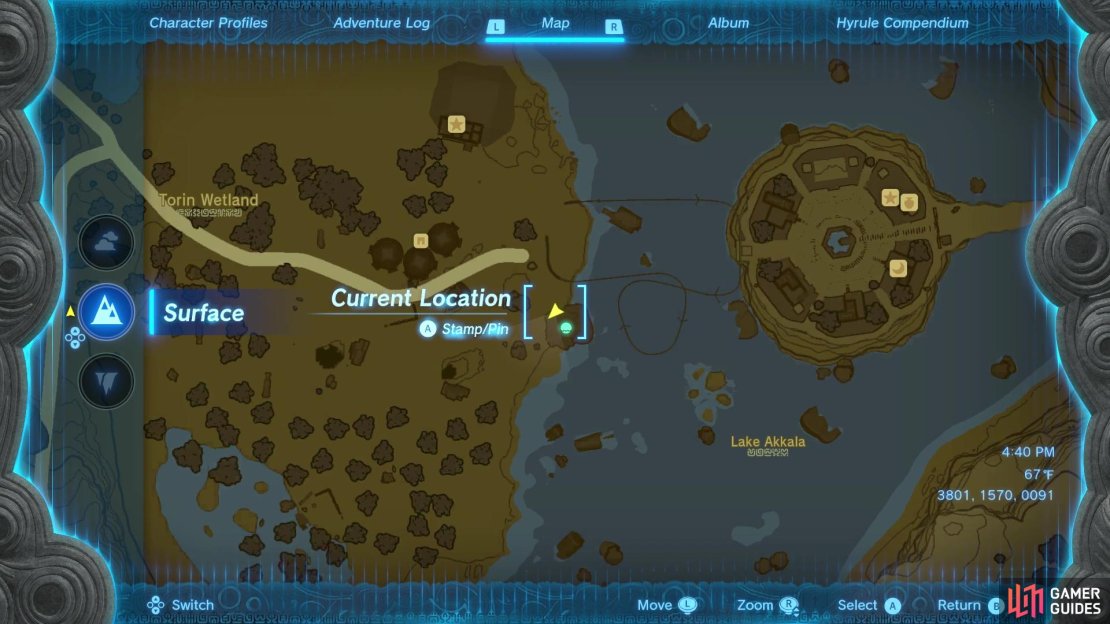 The device dispenser is just west of Tarrey Town, along the shore.
