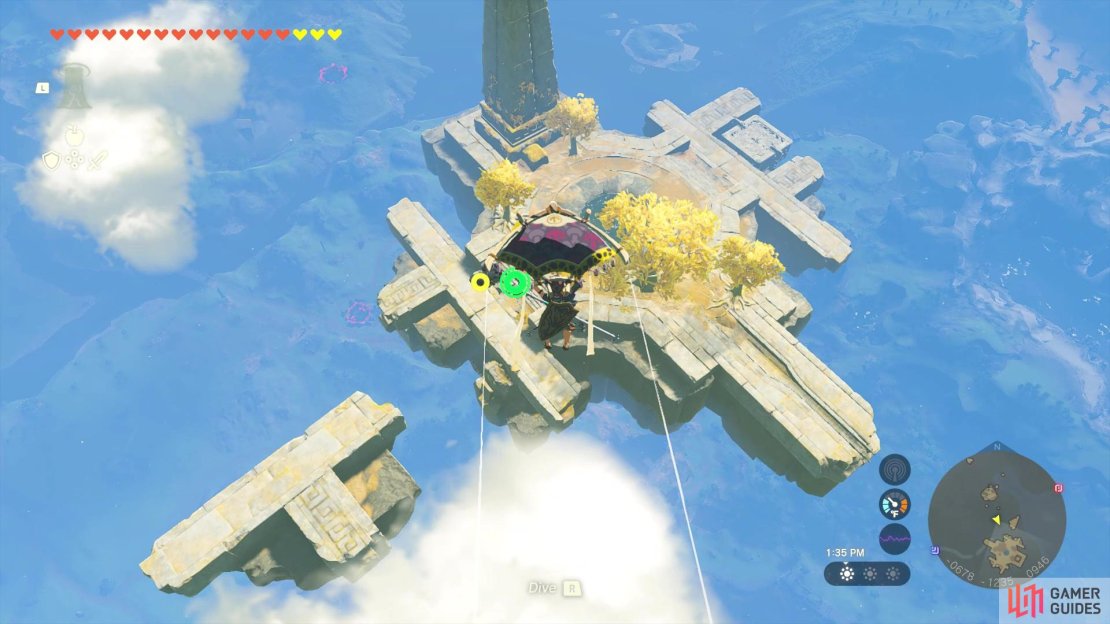 Land on this island after launching from the tower.