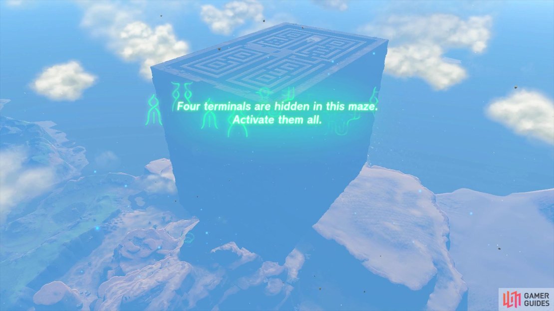 The goal is to activate the four terminals in the corners of the labyrinth.