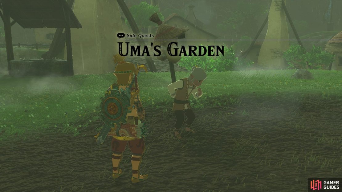 Starting Uma&rsquo;s Garden gives Link the ability to grow crops near the Hateno Village school.