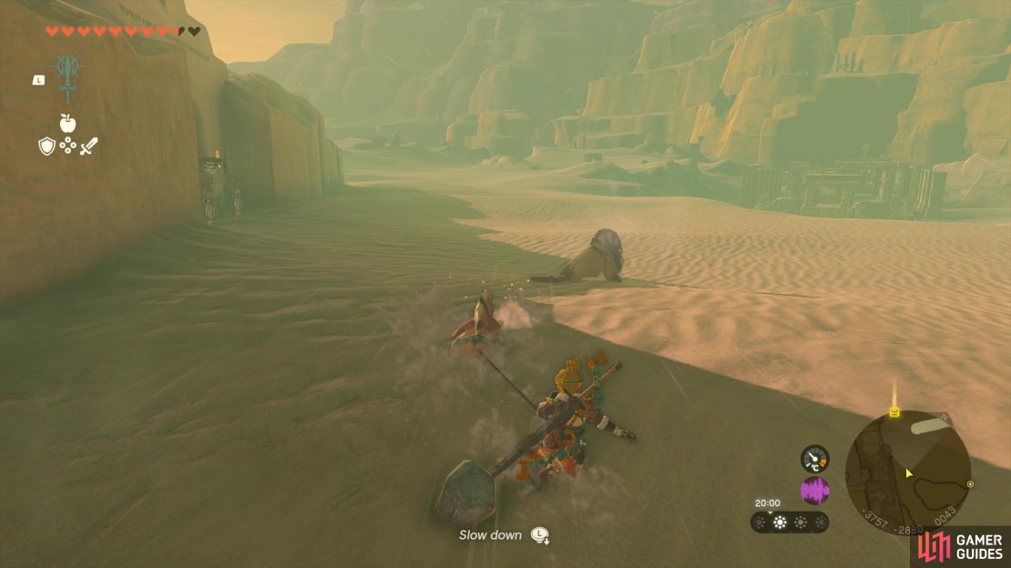 Use Sand Seals to cross the desert and get to the cave quickly!